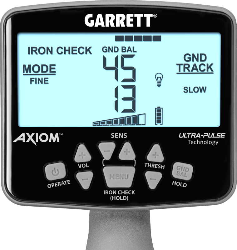 Garrett Axiom Waterproof Metal Detector with Mono 13″x11″ and DD 11″x7″Search 