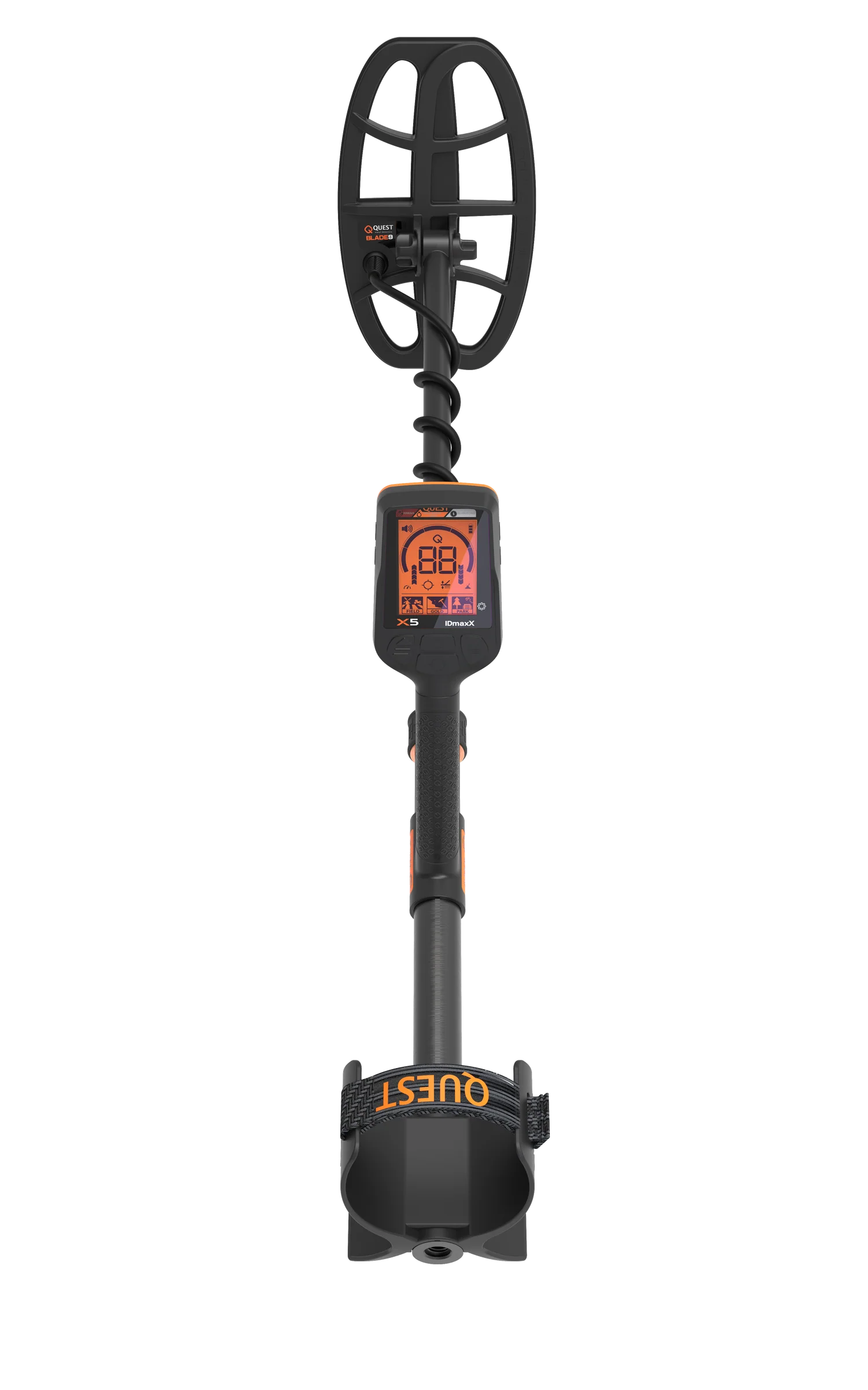 QUEST X5 IDmaxX Metal Detector with 9x5" Blade9 Waterproof Search Coil