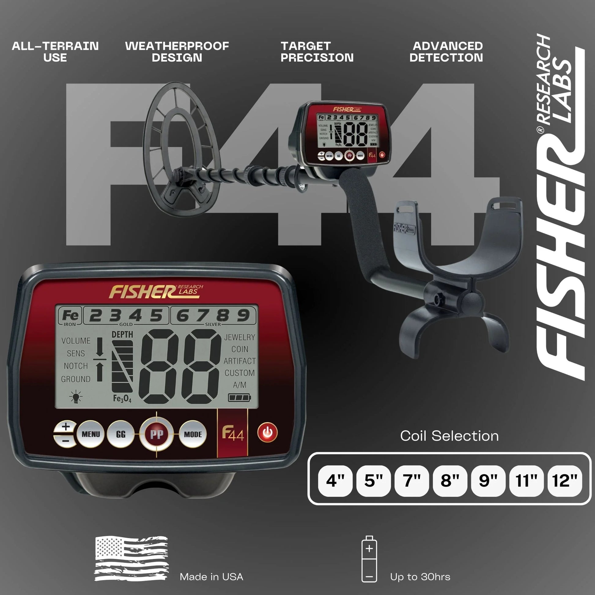 Fisher Labs F44 The Ultimate Weatherproof Multi-Purpose Metal Detector